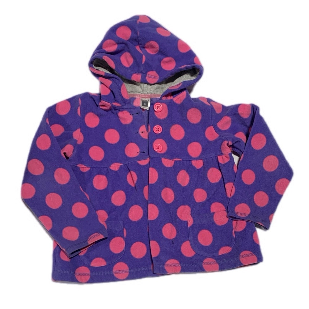 Purple and Pink‎ Polka Dot Hooded Jacket Girls Fleece Jacket 5T
